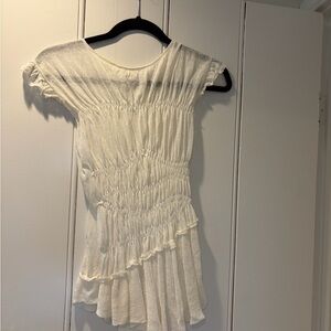 Anthropologie Off White Ruched Blouse